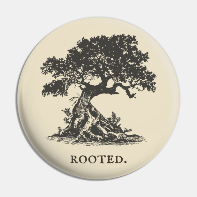 Ancient Oak Tree of Life Vintage Nature Illustration Pin by TuncGK