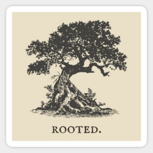 Ancient Oak Tree of Life Vintage Nature Illustration Magnet