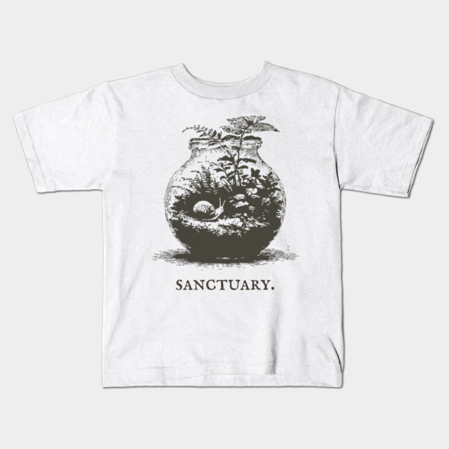 Cozy Terrarium Sanctuary with Snail Illustration Kids T-Shirt by TuncGK