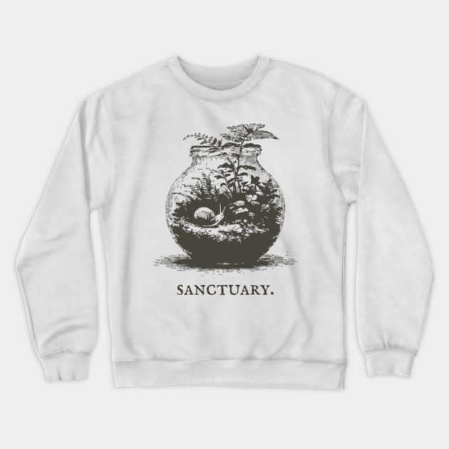 Cozy Terrarium Sanctuary with Snail Illustration Crewneck Sweatshirt by TuncGK