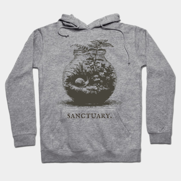 Cozy Terrarium Sanctuary with Snail Illustration Hoodie by TuncGK