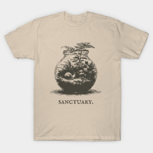 Cozy Terrarium Sanctuary with Snail Illustration T-Shirt