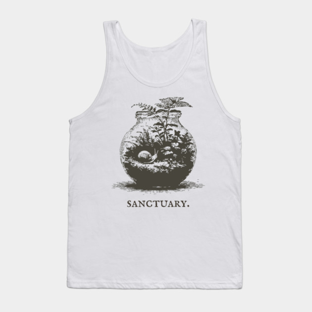 Cozy Terrarium Sanctuary with Snail Illustration Tank Top by TuncGK