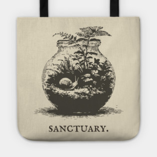 Cozy Terrarium Sanctuary with Snail Illustration Tote