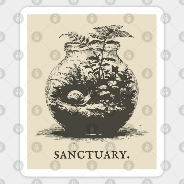 Cozy Terrarium Sanctuary with Snail Illustration Sticker by TuncGK