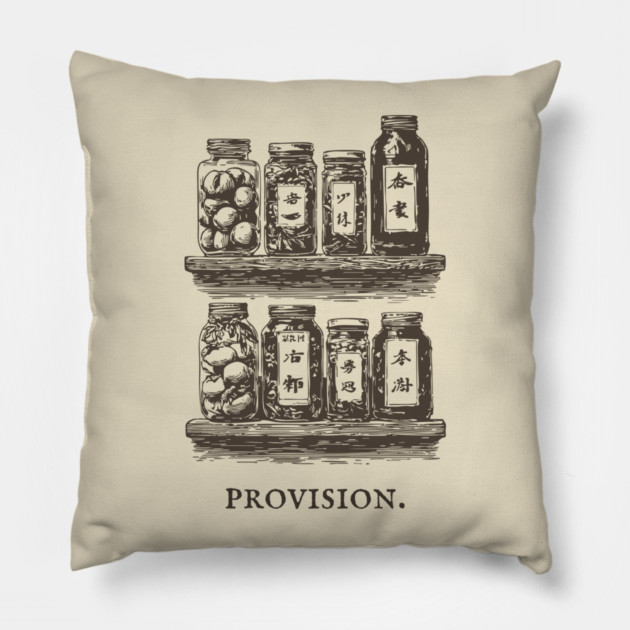Rustic Farmhouse Pantry Canning Jar Illustration Pillow by TuncGK