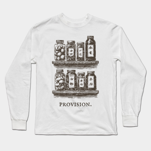 Rustic Farmhouse Pantry Canning Jar Illustration Long Sleeve T-Shirt by TuncGK