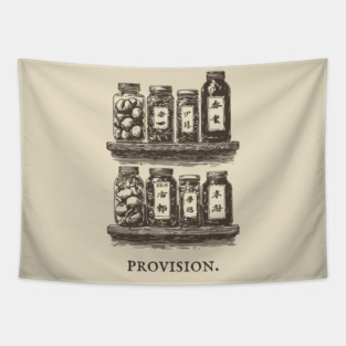 Rustic Farmhouse Pantry Canning Jar Illustration Tapestry