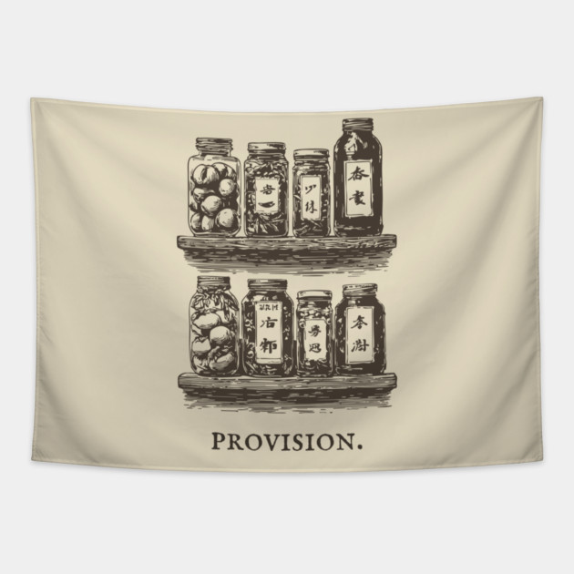 Rustic Farmhouse Pantry Canning Jar Illustration Tapestry by TuncGK