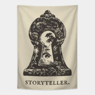 Magical Keyhole to Another World Illustration Tapestry