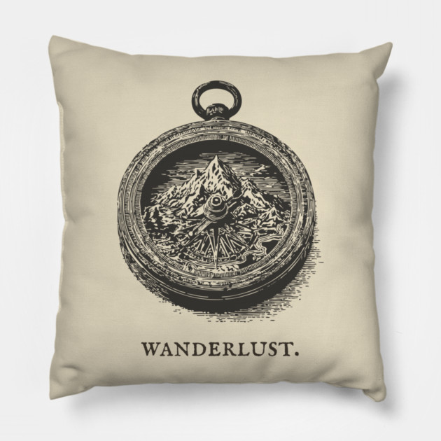 Vintage Mountain Compass for the Adventurer Pillow by TuncGK