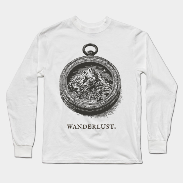 Vintage Mountain Compass for the Adventurer Long Sleeve T-Shirt by TuncGK