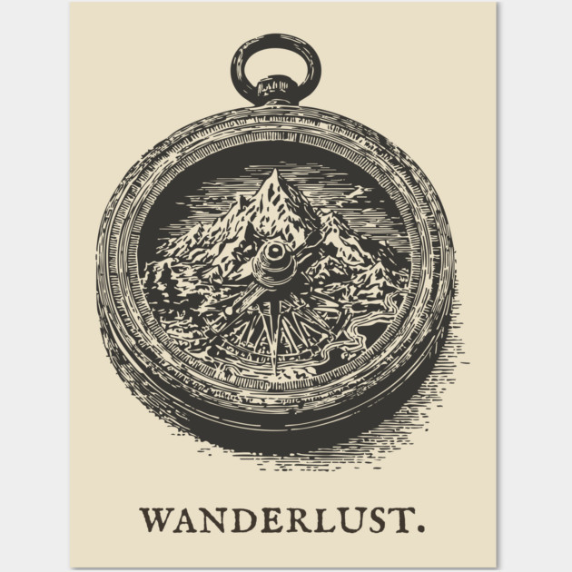 Vintage Mountain Compass for the Adventurer Wall Art by TuncGK