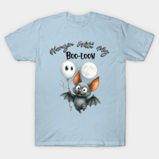 Cute Halloween Bat with Boo Balloon – Spooky Fun Design T-Shirt