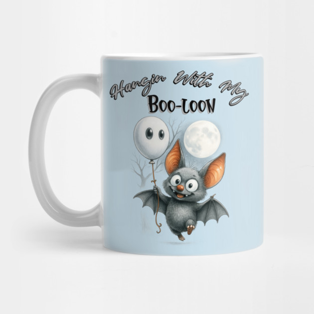 Cute Halloween Bat with Boo Balloon – Spooky Fun Design by Kathy Hawke