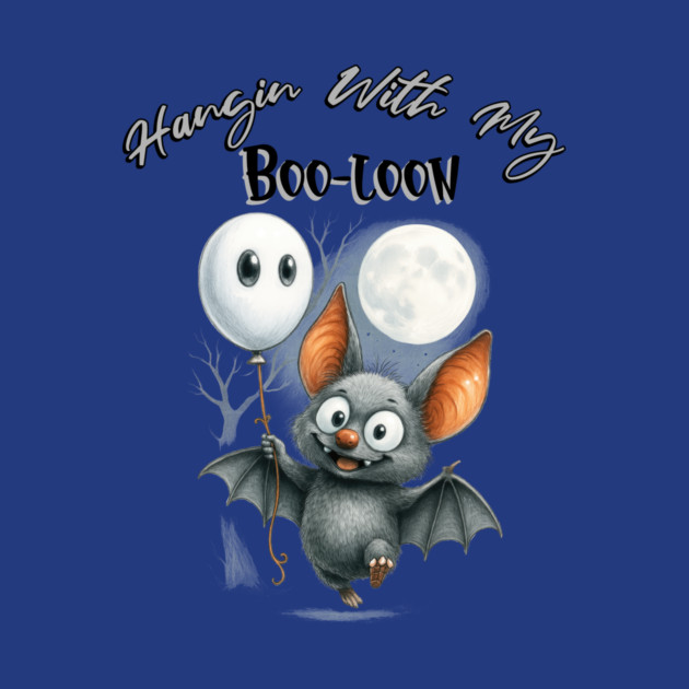 Cute Halloween Bat with Boo Balloon – Spooky Fun Design by Kathy Hawke