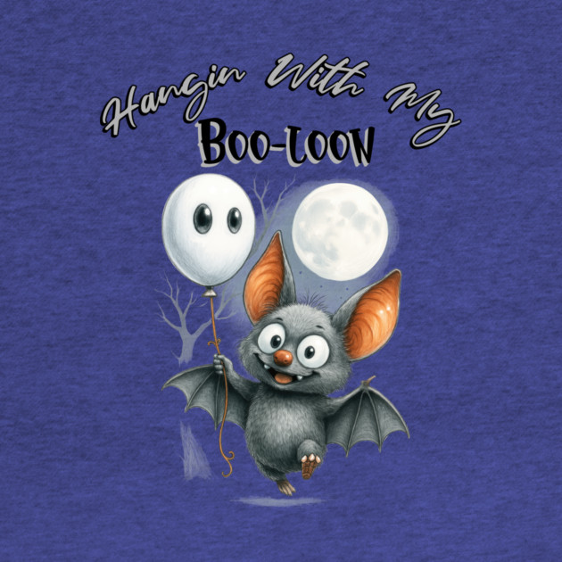 Cute Halloween Bat with Boo Balloon – Spooky Fun Design by Kathy Hawke