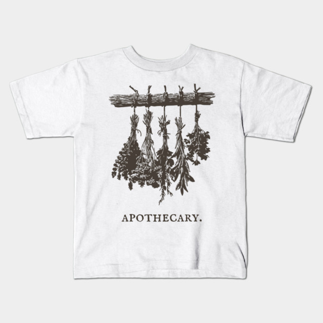 Vintage Hanging Herbs Apothecary Illustration Kids T-Shirt by TuncGK