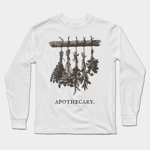Vintage Hanging Herbs Apothecary Illustration Long Sleeve T-Shirt by TuncGK