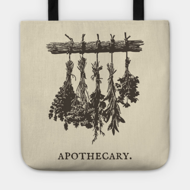 Vintage Hanging Herbs Apothecary Illustration Tote by TuncGK