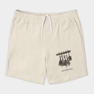Vintage Hanging Herbs Apothecary Illustration Shorts