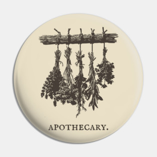 Vintage Hanging Herbs Apothecary Illustration Pin