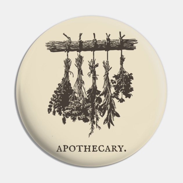 Vintage Hanging Herbs Apothecary Illustration Pin by TuncGK