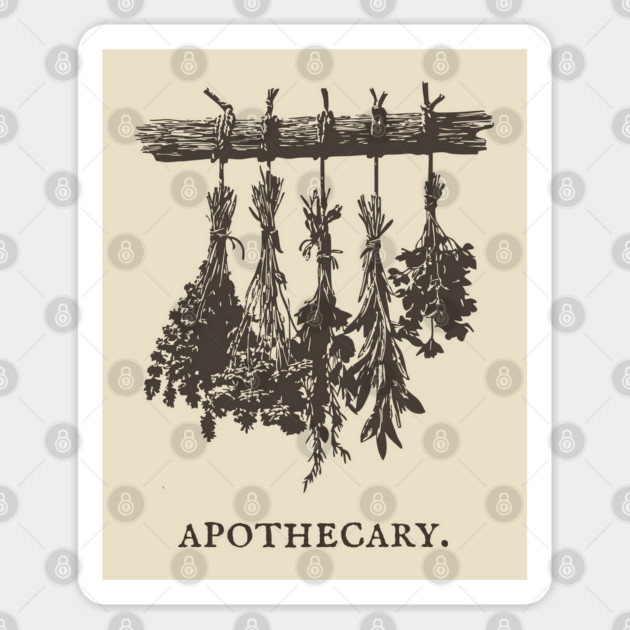 Vintage Hanging Herbs Apothecary Illustration Sticker by TuncGK