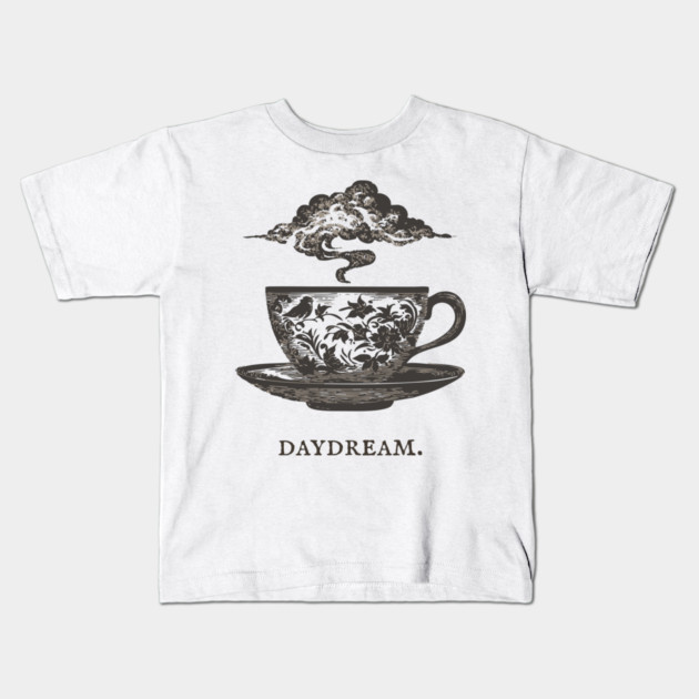 Surreal Teacup with Cloud Vintage Illustration Kids T-Shirt by TuncGK