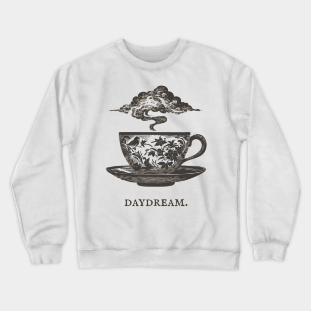 Surreal Teacup with Cloud Vintage Illustration Crewneck Sweatshirt by TuncGK