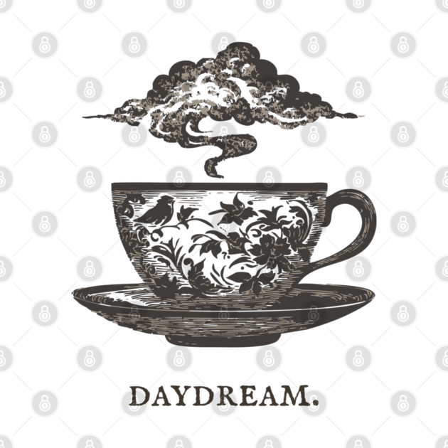 Surreal Teacup with Cloud Vintage Illustration by TuncGK