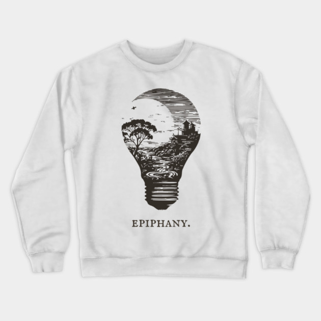 World in a Lightbulb Creative Epiphany Illustration Crewneck Sweatshirt by TuncGK