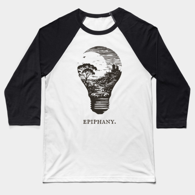 World in a Lightbulb Creative Epiphany Illustration Baseball T-Shirt by TuncGK