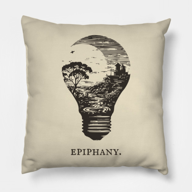 World in a Lightbulb Creative Epiphany Illustration Pillow by TuncGK