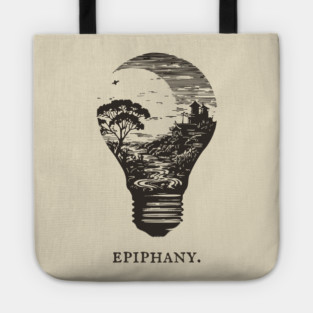 World in a Lightbulb Creative Epiphany Illustration Tote