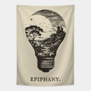 World in a Lightbulb Creative Epiphany Illustration Tapestry