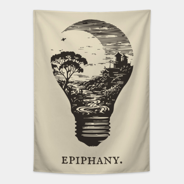 World in a Lightbulb Creative Epiphany Illustration Tapestry by TuncGK