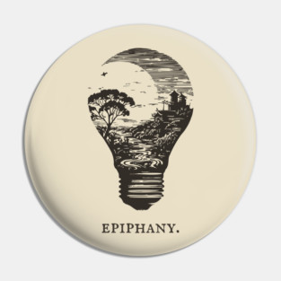 World in a Lightbulb Creative Epiphany Illustration Pin
