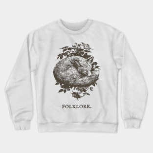 Sleeping Fox in a Thicket Fairytale Illustration Crewneck Sweatshirt