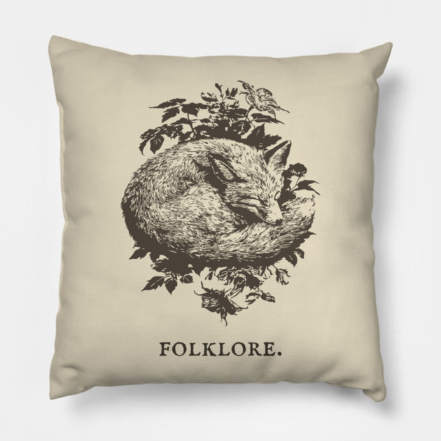 Sleeping Fox in a Thicket Fairytale Illustration Pillow by TuncGK