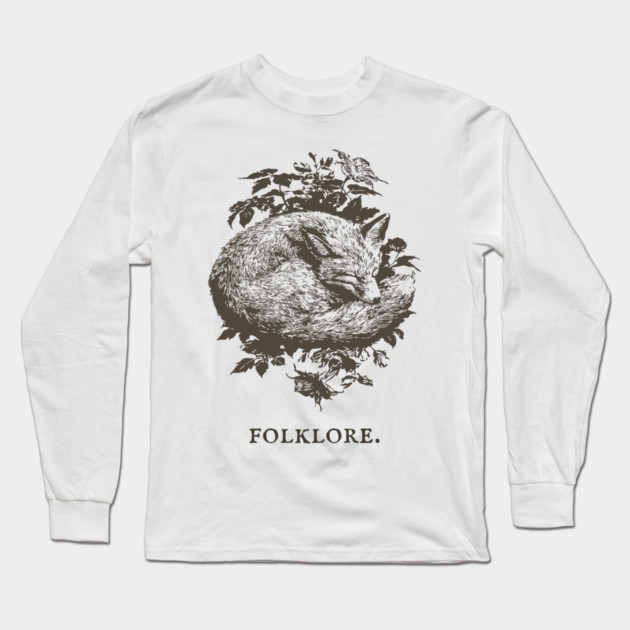 Sleeping Fox in a Thicket Fairytale Illustration Long Sleeve T-Shirt by TuncGK
