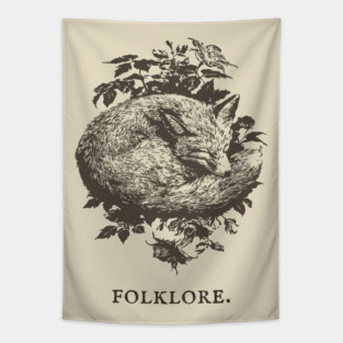 Sleeping Fox in a Thicket Fairytale Illustration Tapestry