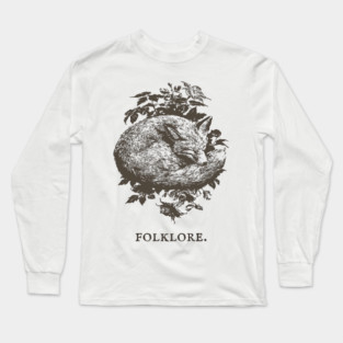 Sleeping Fox in a Thicket Fairytale Illustration Long Sleeve T-Shirt