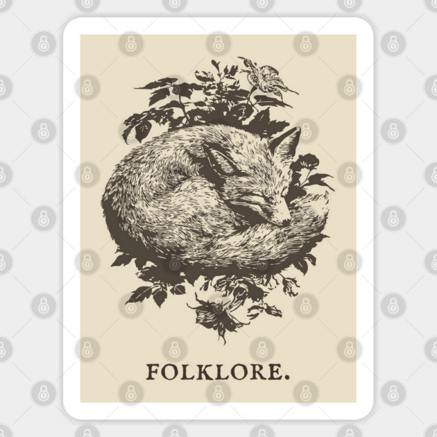 Sleeping Fox in a Thicket Fairytale Illustration Sticker by TuncGK