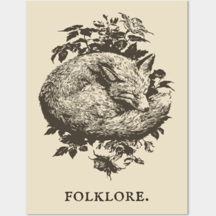 Sleeping Fox in a Thicket Fairytale Illustration Posters and Art