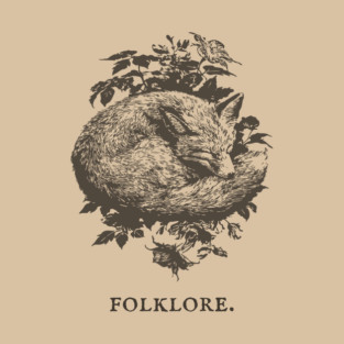 Sleeping Fox in a Thicket Fairytale Illustration T-Shirt