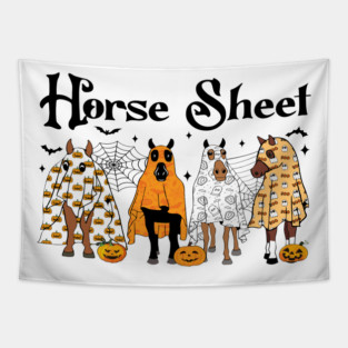 Horse Sheet Ghost Spooky Horse Halloween Season Outfit Tapestry