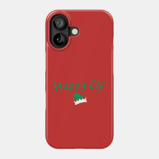 Happy Elf — Retro Christmas Text with Elf Hat Phone Case