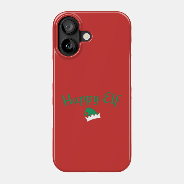 Happy Elf — Retro Christmas Text with Elf Hat Phone Case by DonWillisJrArt