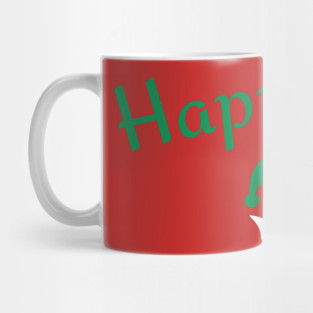 Happy Elf — Retro Christmas Text with Elf Hat Mug